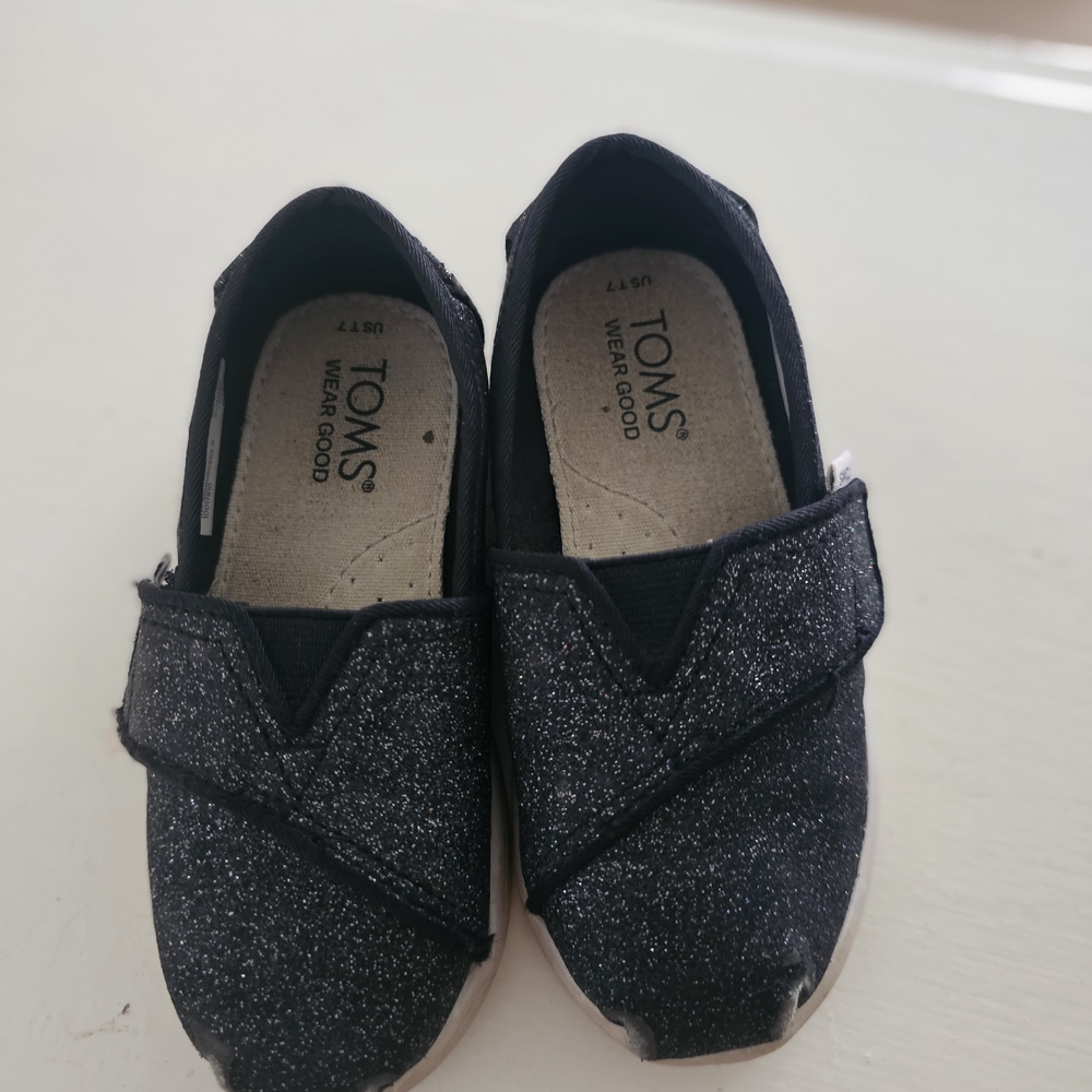 TOMS Kids Glitter Black Shoes